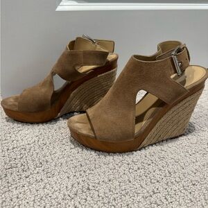 Michael Kors Brown and Tan Wedge Sandals